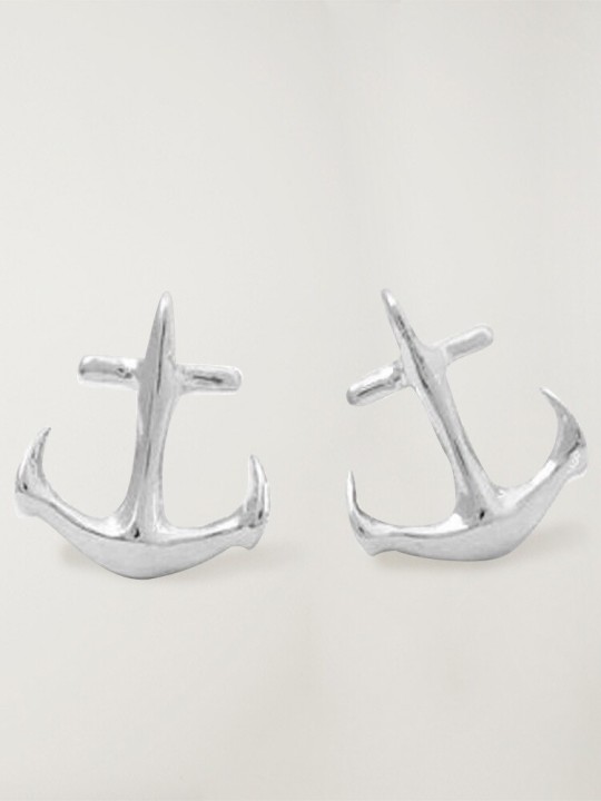 Earrings, Silver, Anchor Logo