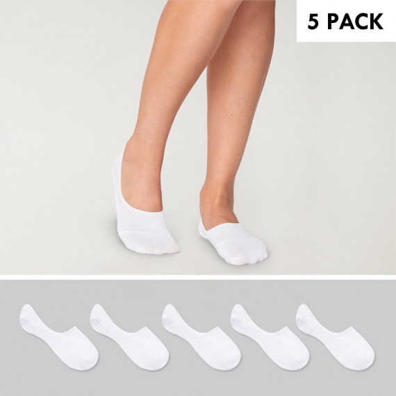 5 Pack Invisible Socks Women White 