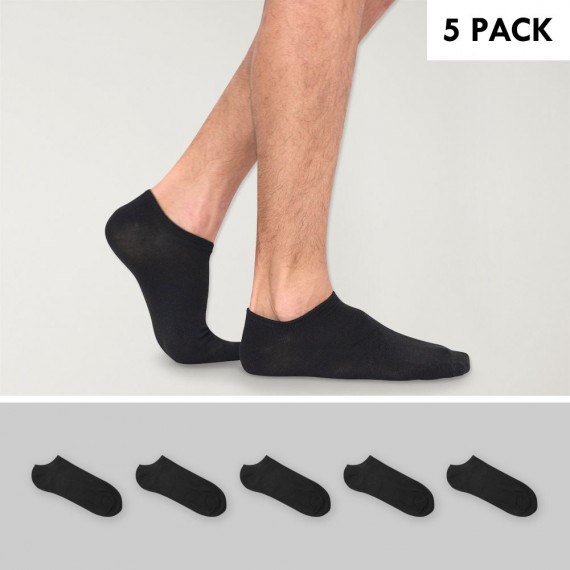 5 Pack Ankle Socks Men Black Viento Basics
