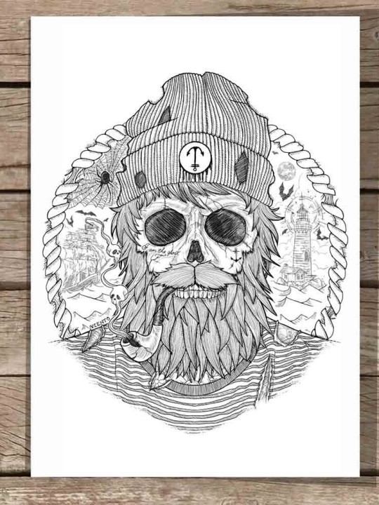 Große Illustration Weiß Sailing Ghost