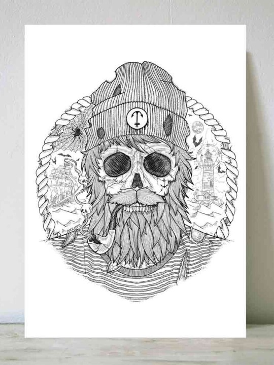 Große Illustration Weiß Sailing Ghost