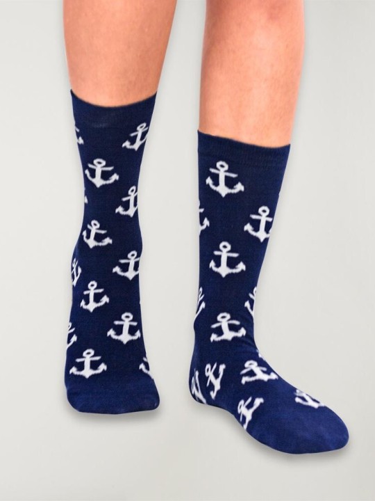 Women Socks Anchor Plot Navy