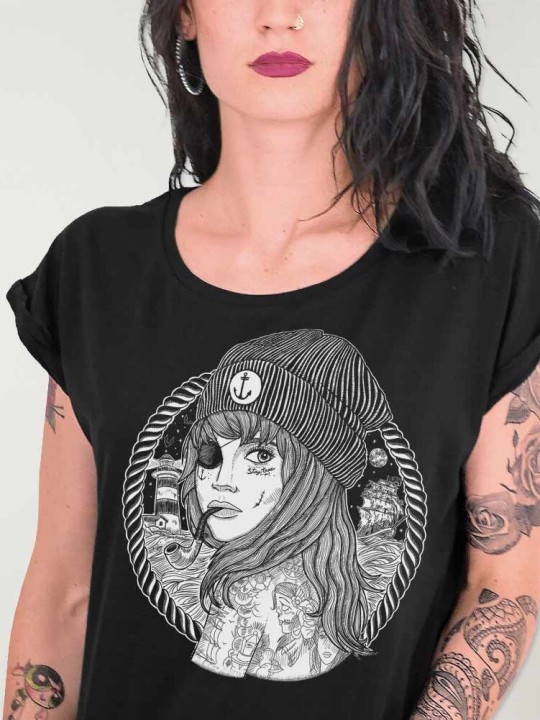 Camiseta de Mujer Negra Beauty Captain