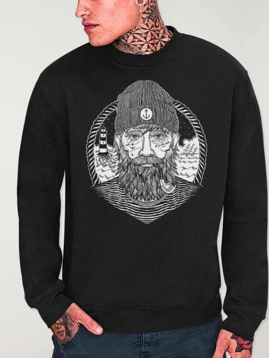 Sweatshirt Men Black Dark Captain