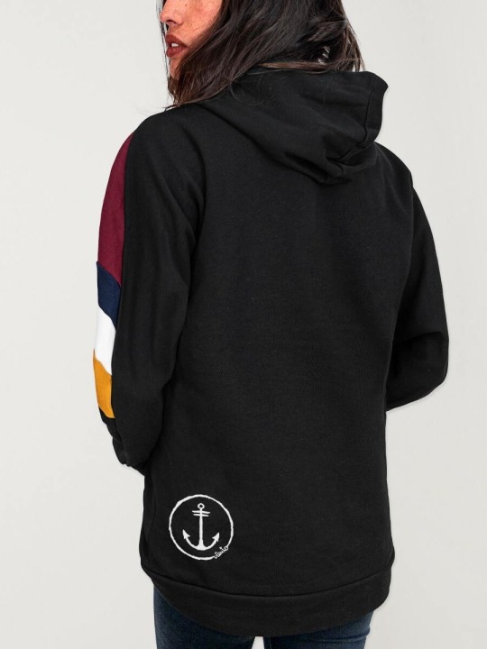 Women Hoodie Black Patch Best Ocean Rider