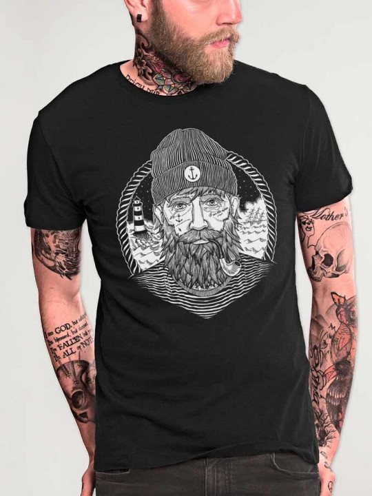 Men T-Shirt Black Dark Captain