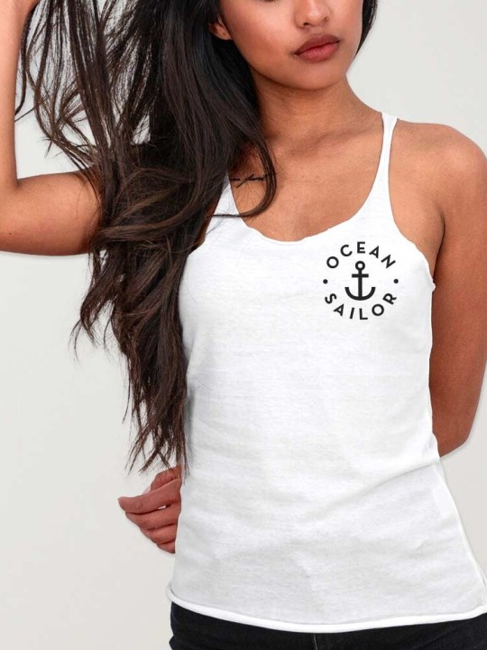 Camiseta de tirantes de Mujer Blanca Anchor Letters