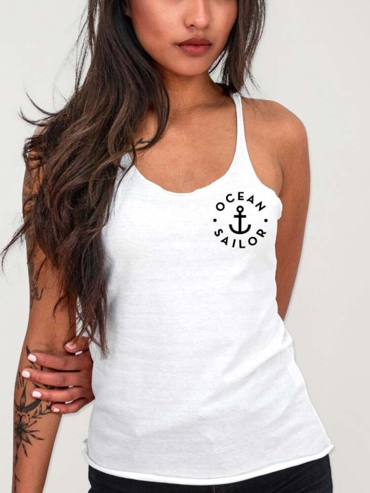 Camiseta de tirantes de Mujer Blanca Anchor Letters