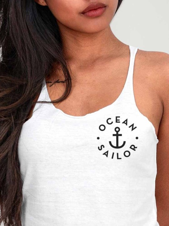 Camiseta de tirantes de Mujer Blanca Anchor Letters