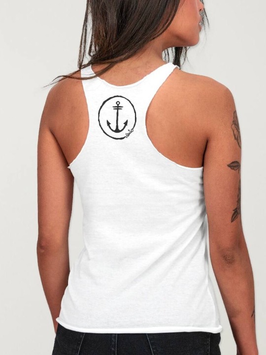 Camiseta de tirantes de Mujer Blanca Anchor Letters