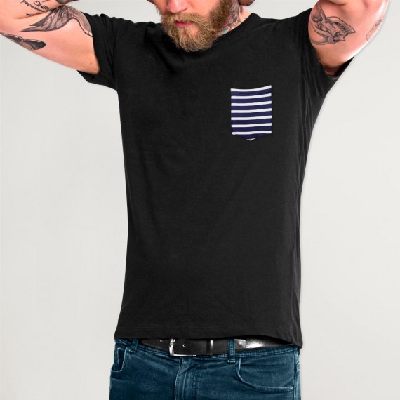 Men T-Shirt Black Sea Pocket