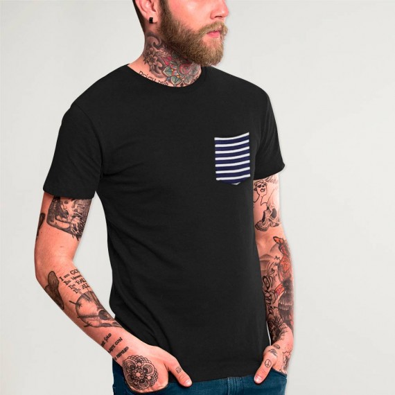 Men T-Shirt Black Sea Pocket