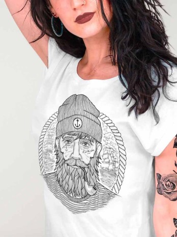 T-shirt Femme Blanc Real Captain Remastered