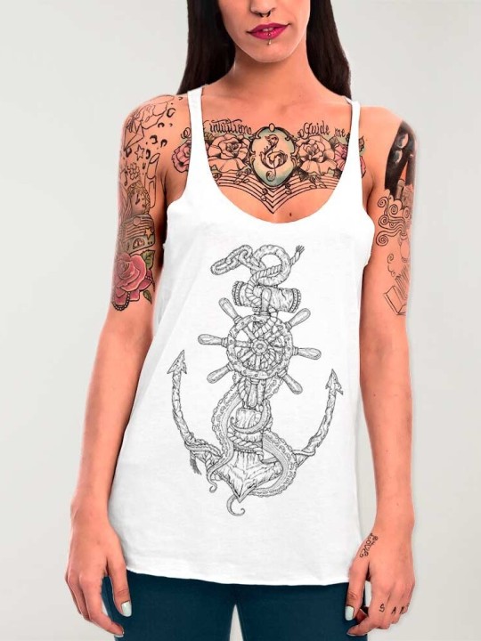 Women Tank Top White Rusty Anchor