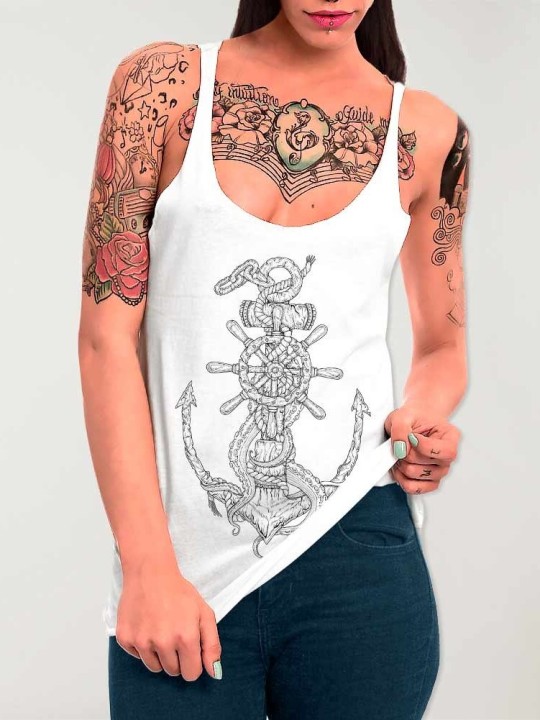 Women Tank Top White Rusty Anchor