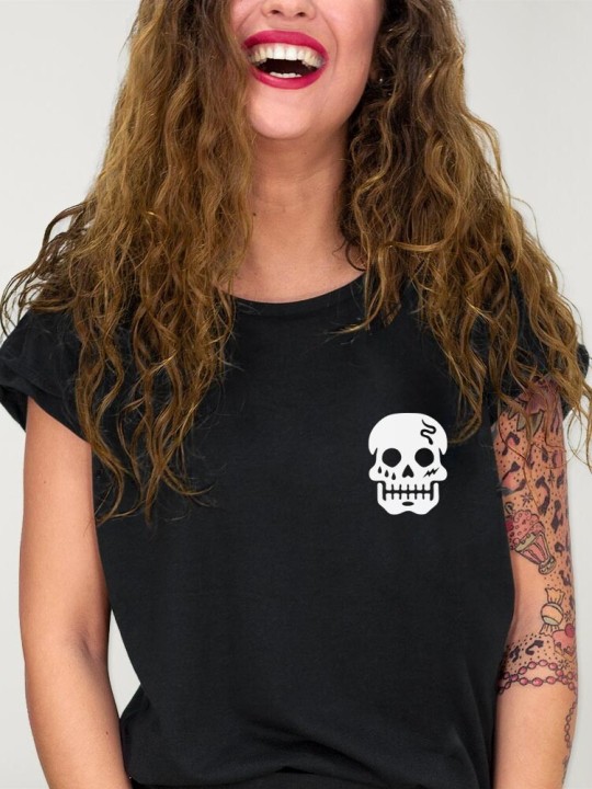 Women T-shirt Black Snake Skull