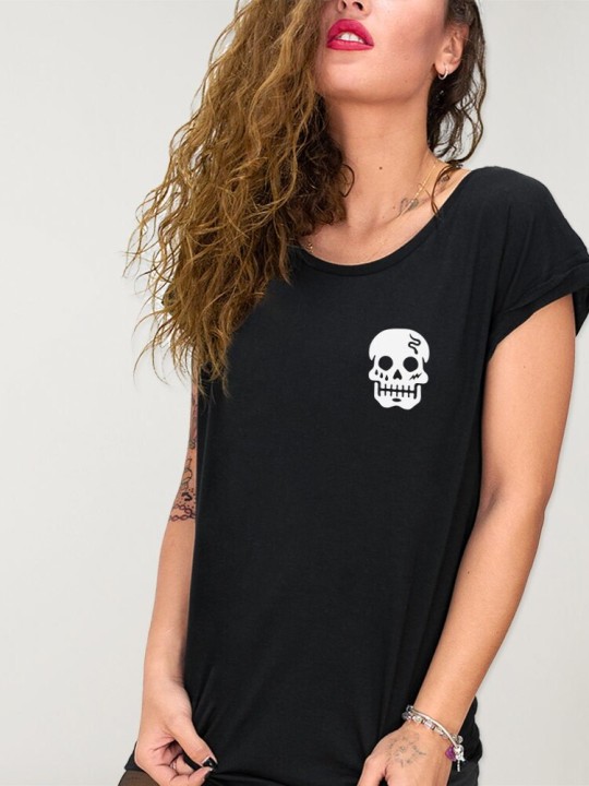 Women T-shirt Black Snake Skull