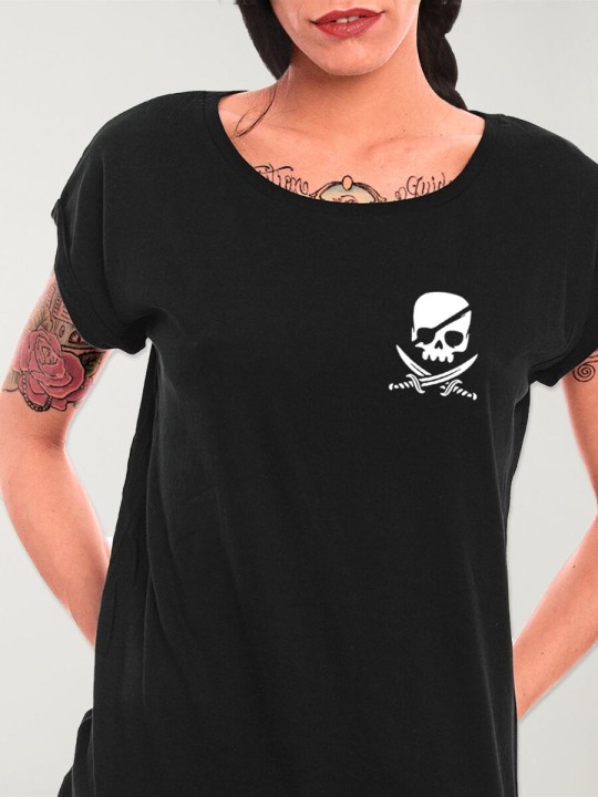 T-shirt Damen Schwarz Pirate Life