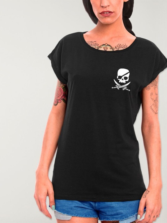 T-shirt Damen Schwarz Pirate Life