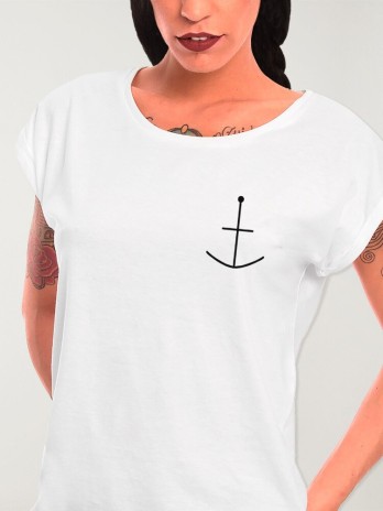 T-shirt Femme Blanc Abstract Anchor