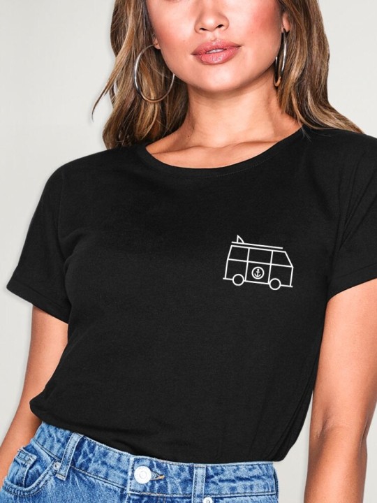 Women T-shirt Black Van Life