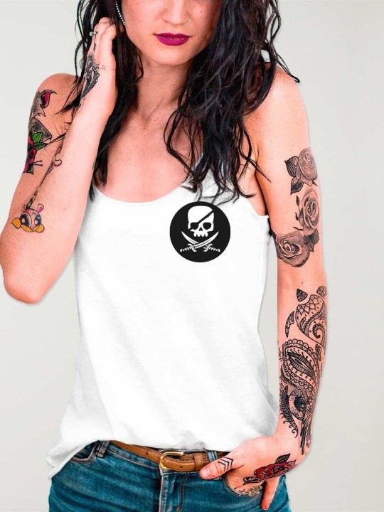 Women Tank Top White Pirate Life Cercle