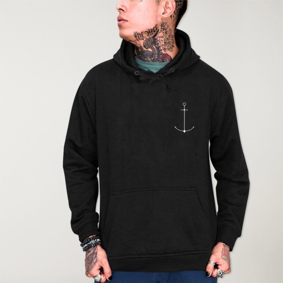 Sweat à capuche Homme Noir Minimal Anchor