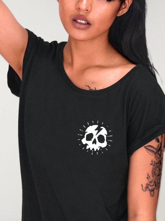 Camiseta de Mujer Negra Thunder Skull