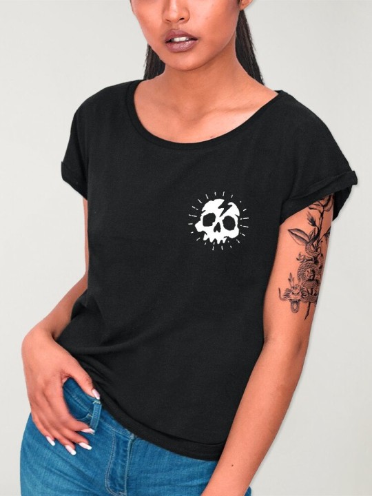 Camiseta de Mujer Negra Thunder Skull