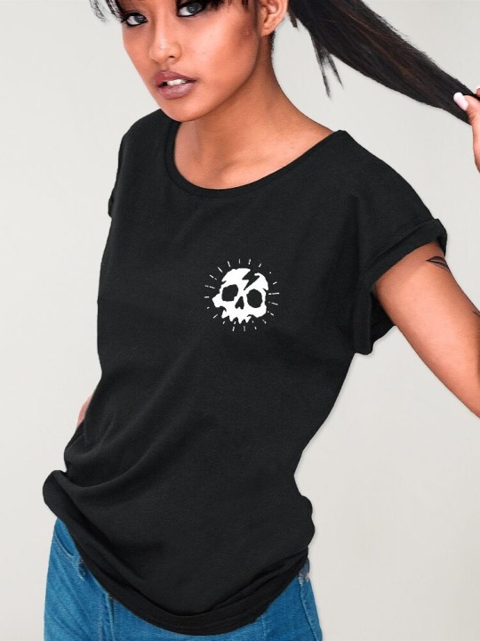 Camiseta de Mujer Negra Thunder Skull