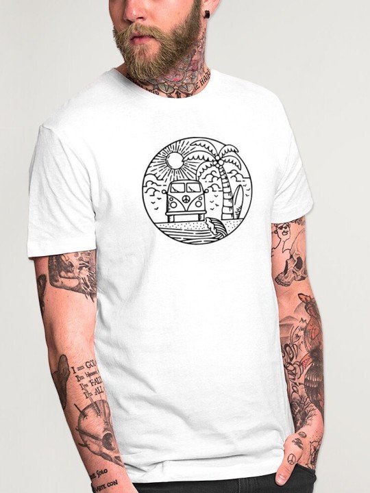 Men T-Shirt White Camper Dream