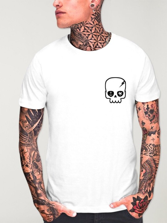 Men T-Shirt White Calavera