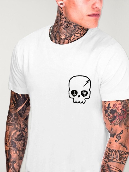 Men T-Shirt White Calavera