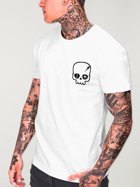 Men T-Shirt White Calavera