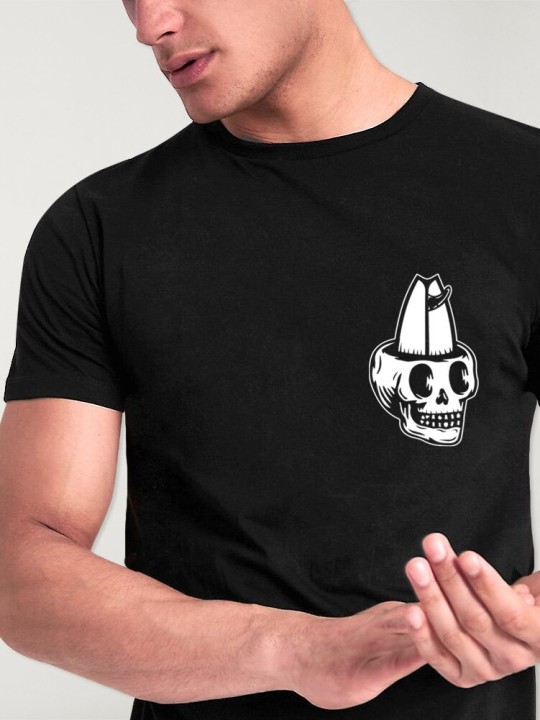 Camiseta de Hombre Negra Surfboard Skull