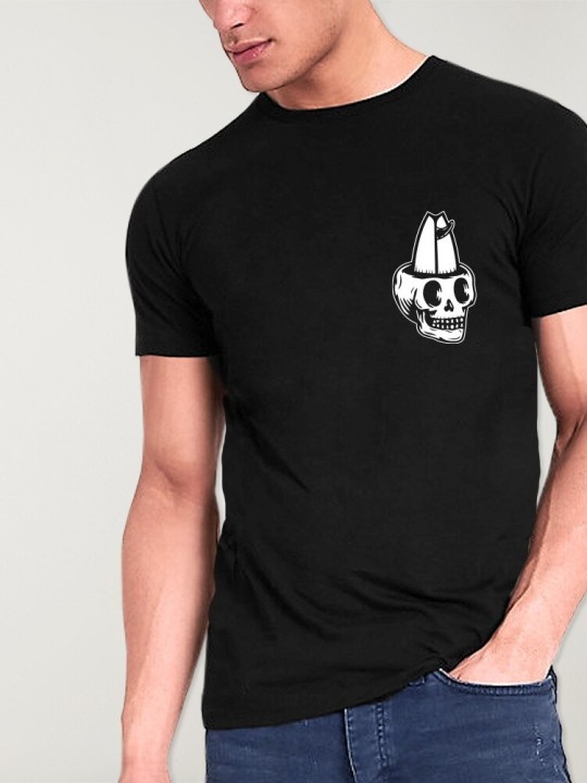 Camiseta de Hombre Negra Surfboard Skull