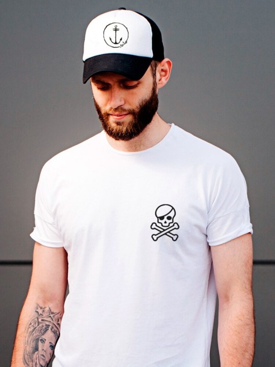 Camiseta de Hombre Blanca Skull Pirate