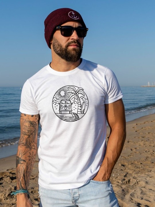 Men T-Shirt White Camper Dream