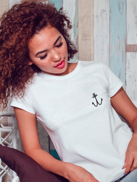 Women T-shirt White Fish