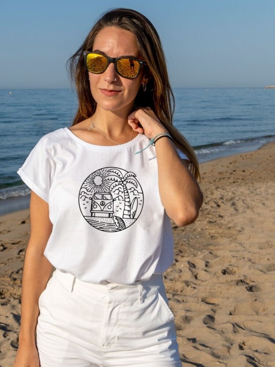 Women T-shirt White Camper Dream