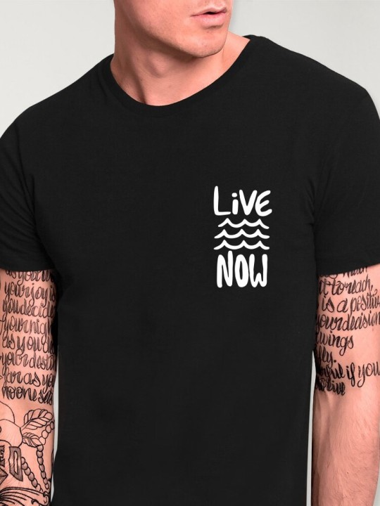 T-shirt Herren Schwarz Live Now