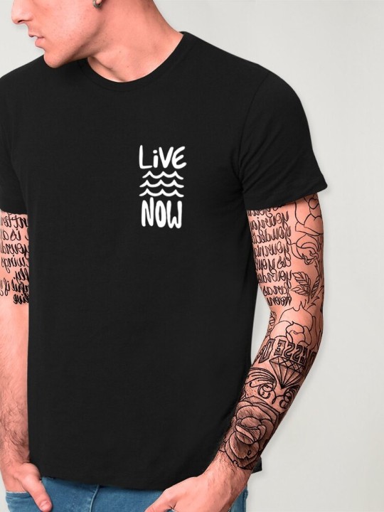 T-shirt Herren Schwarz Live Now