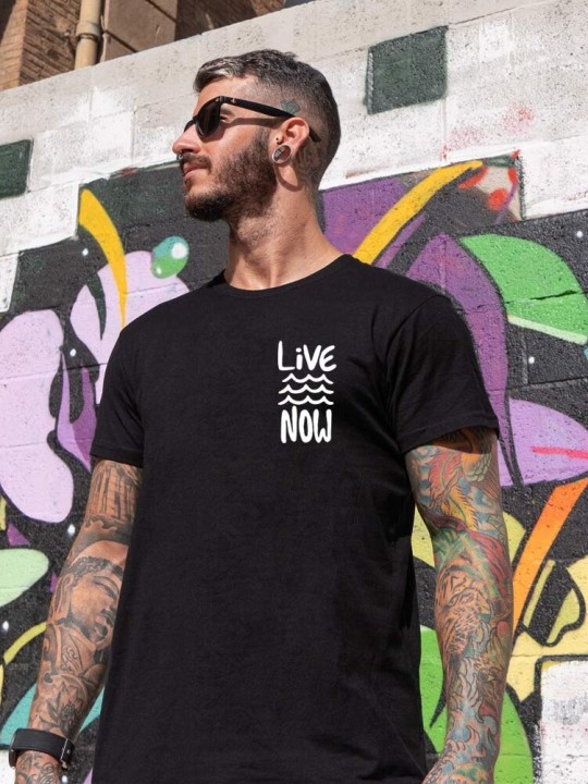 T-shirt Herren Schwarz Live Now