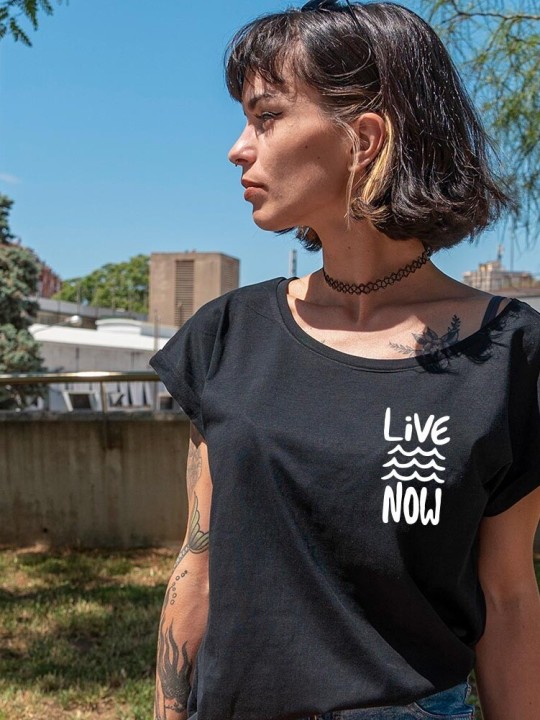 T-shirt Femme Noir Live Now