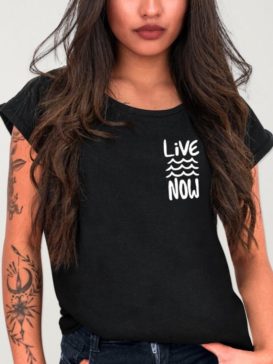 Camiseta de Mujer Negra Live Now