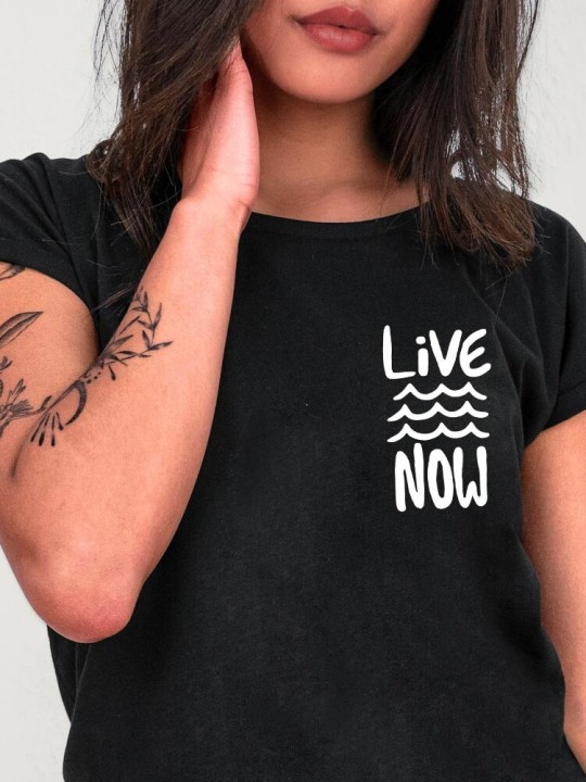 Camiseta de Mujer Negra Live Now