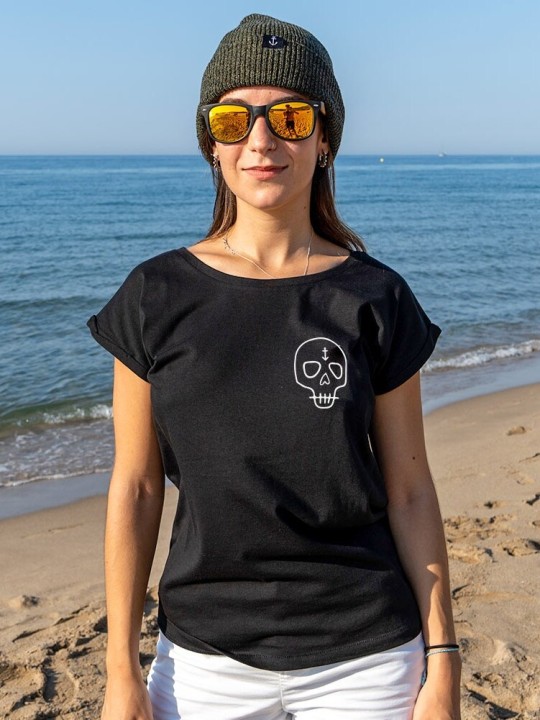 Camiseta de Mujer Negra Wanderer Skull