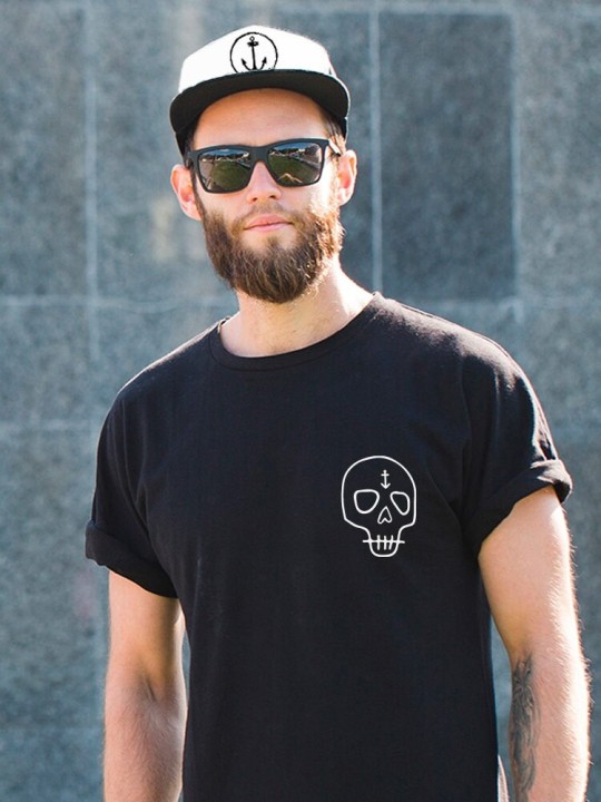 Camiseta de Hombre Negra Wanderer Skull