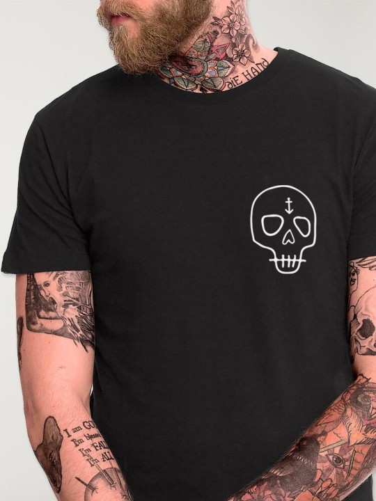 Camiseta de Hombre Negra Wanderer Skull