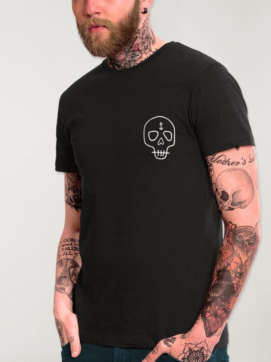 Camiseta de Hombre Negra Wanderer Skull